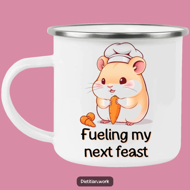 Funny Chef Hamster Camping Mug: Chubby Hamster Carrot Treat, Rugged Funny Gift for Outdoor Lovers