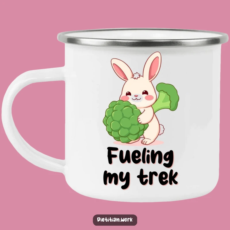 Funny Rabbit Broccoli Camping Mug: Cheerful Balance Brew, Rugged Funny Gift for Outdoor Eaters