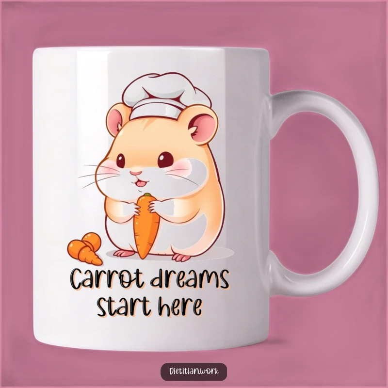 Funny Chubby Chef Hamster Mug: Adorable Hamster Eating Carrot, Perfect Funny Gift for Foodies