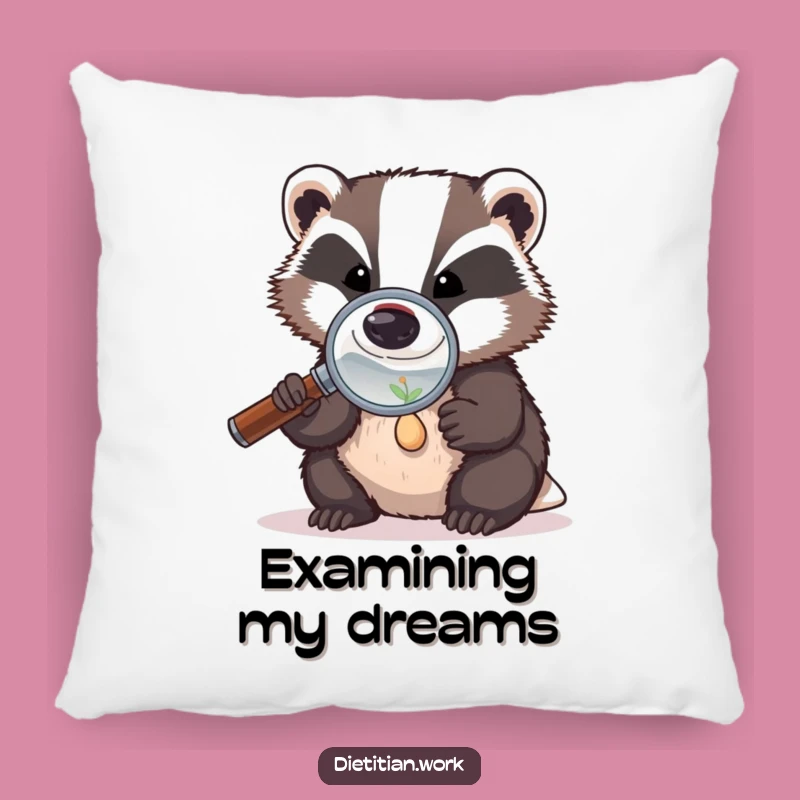 Funny Badger Seed Study Pillow: Focused Investigator Cushion, Great Funny Gift for Cozy Contemplation