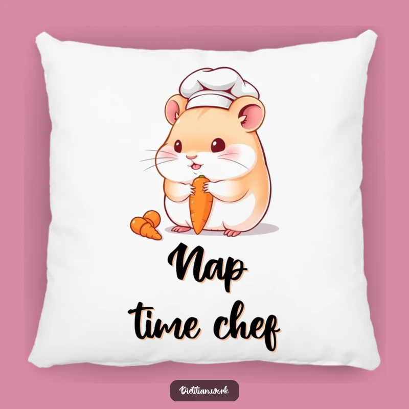 Funny Hamster Chef Pillow: Chubby Hamster Carrot Snack Cushion, Ultimate Funny Gift for Cozy Laughs