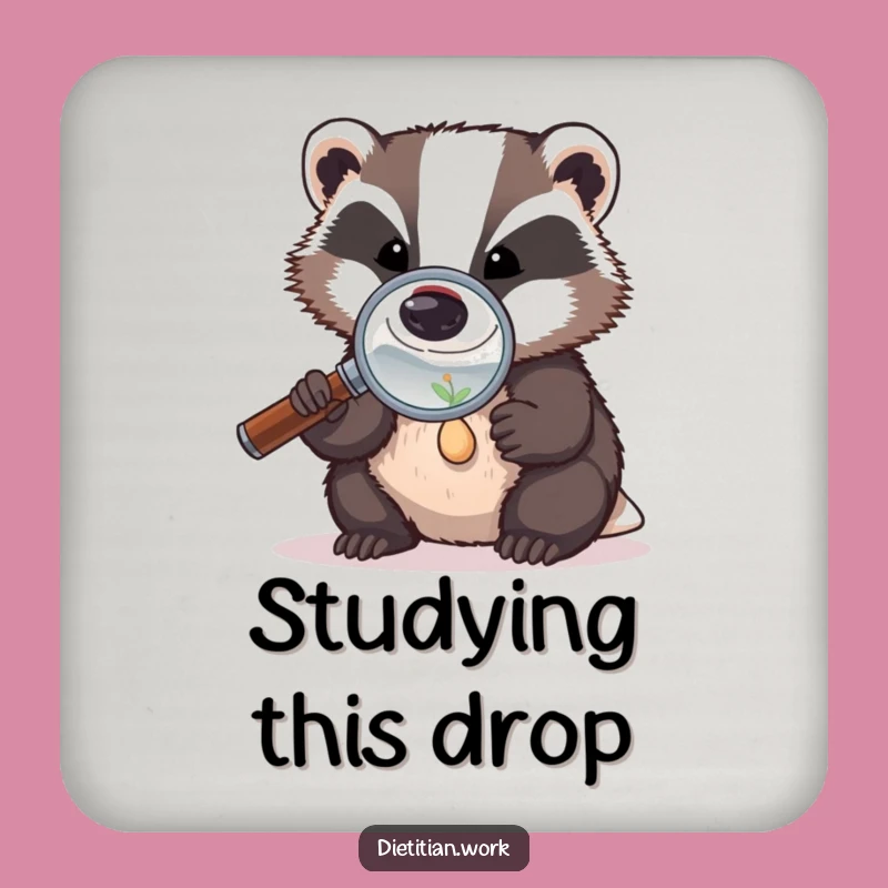 Funny Badger Seed Coaster: Intricate Examination Art, Protect Surfaces with Funny Gift Style