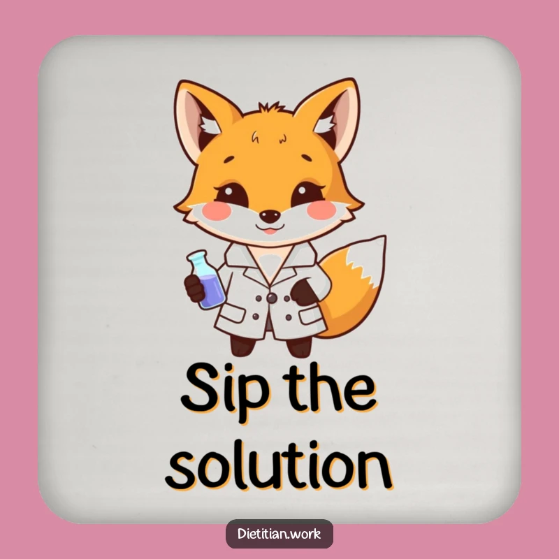 Funny Fox Lab Coaster: Beaker Holder Art, Protect Surfaces with Funny Gift Style