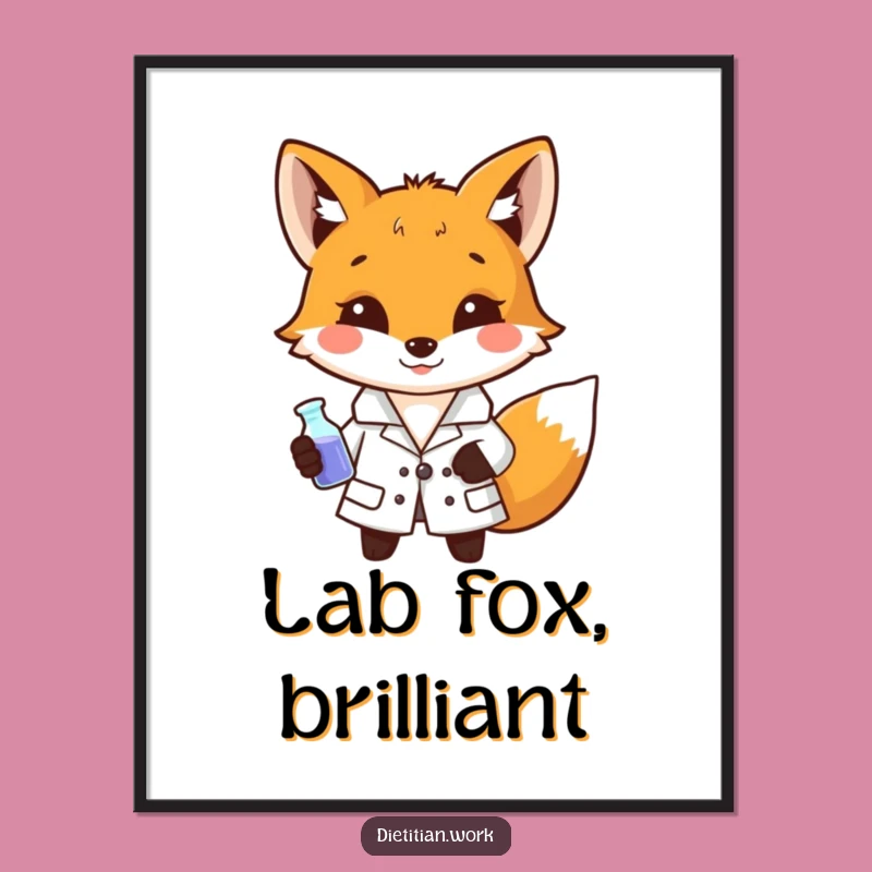 Funny Fox Lab Art Poster: Smiling Scientist Fox, Perfect Funny Gift for Creative Spaces