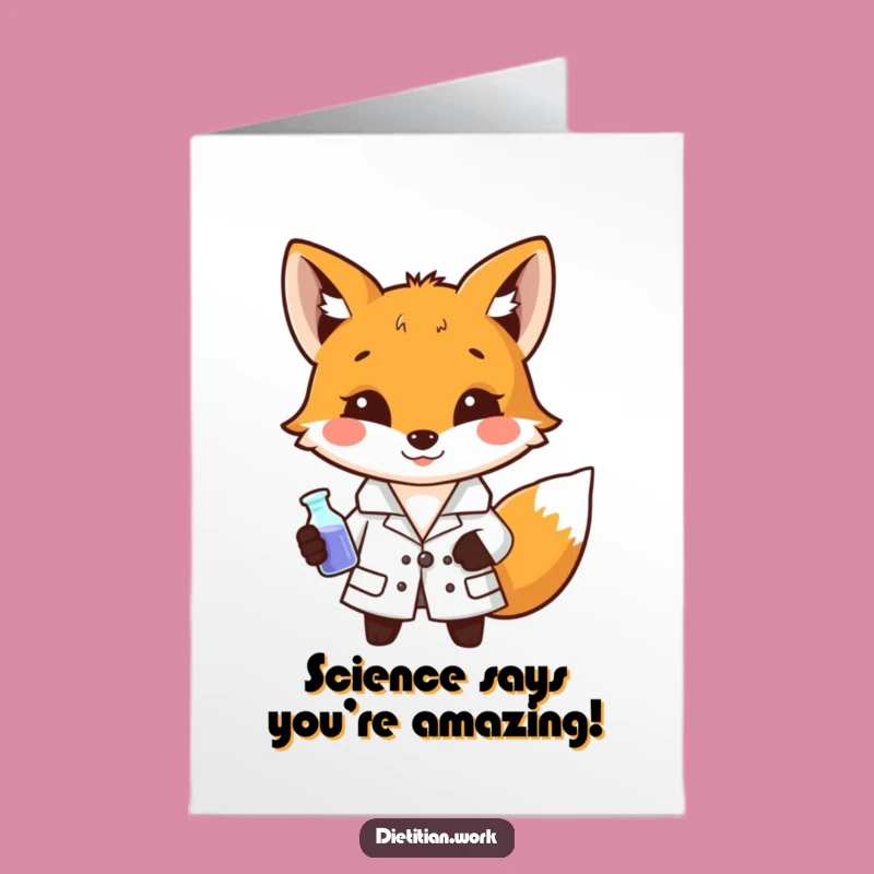Free Printable Congrats Card: Smart Fox Scientist - Humorous Downloadable for Success